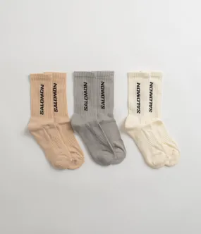 Salomon Everyday Crew Socks (3 Pack) - Vanilla Ice / Metal / Hazelnut