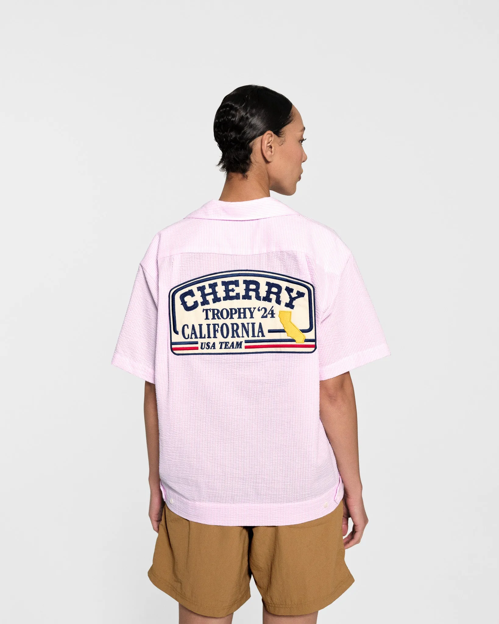 Seersucker Trophy Mechanic Shirt (Pink)