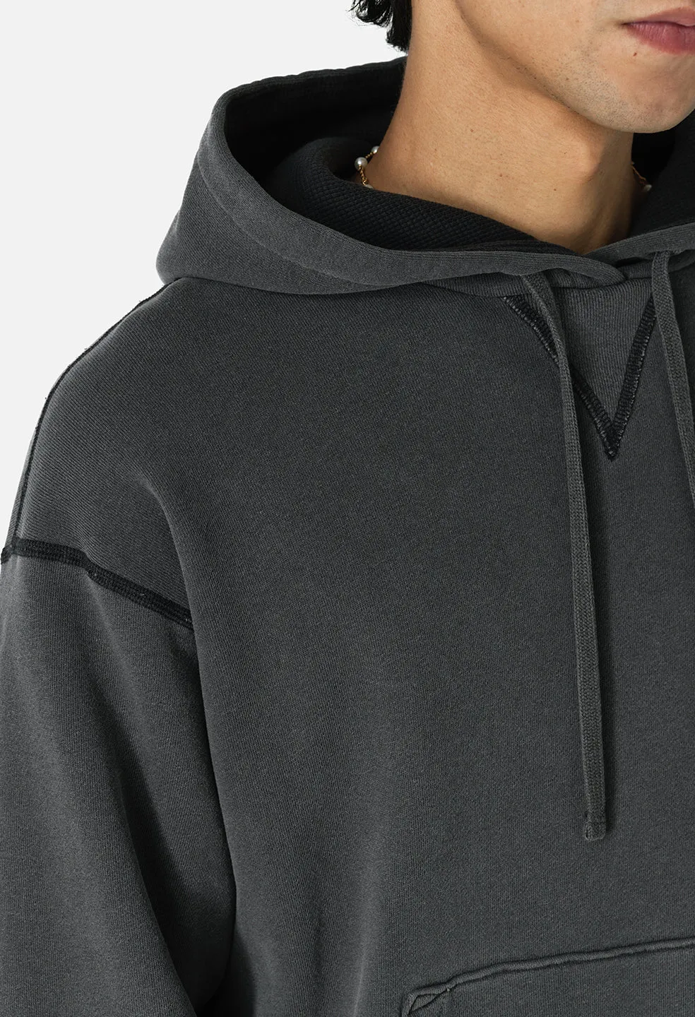 Thermal Lined Hoodie / Washed Black