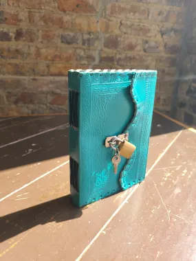 Turquoise Antique Leather Lock Journal