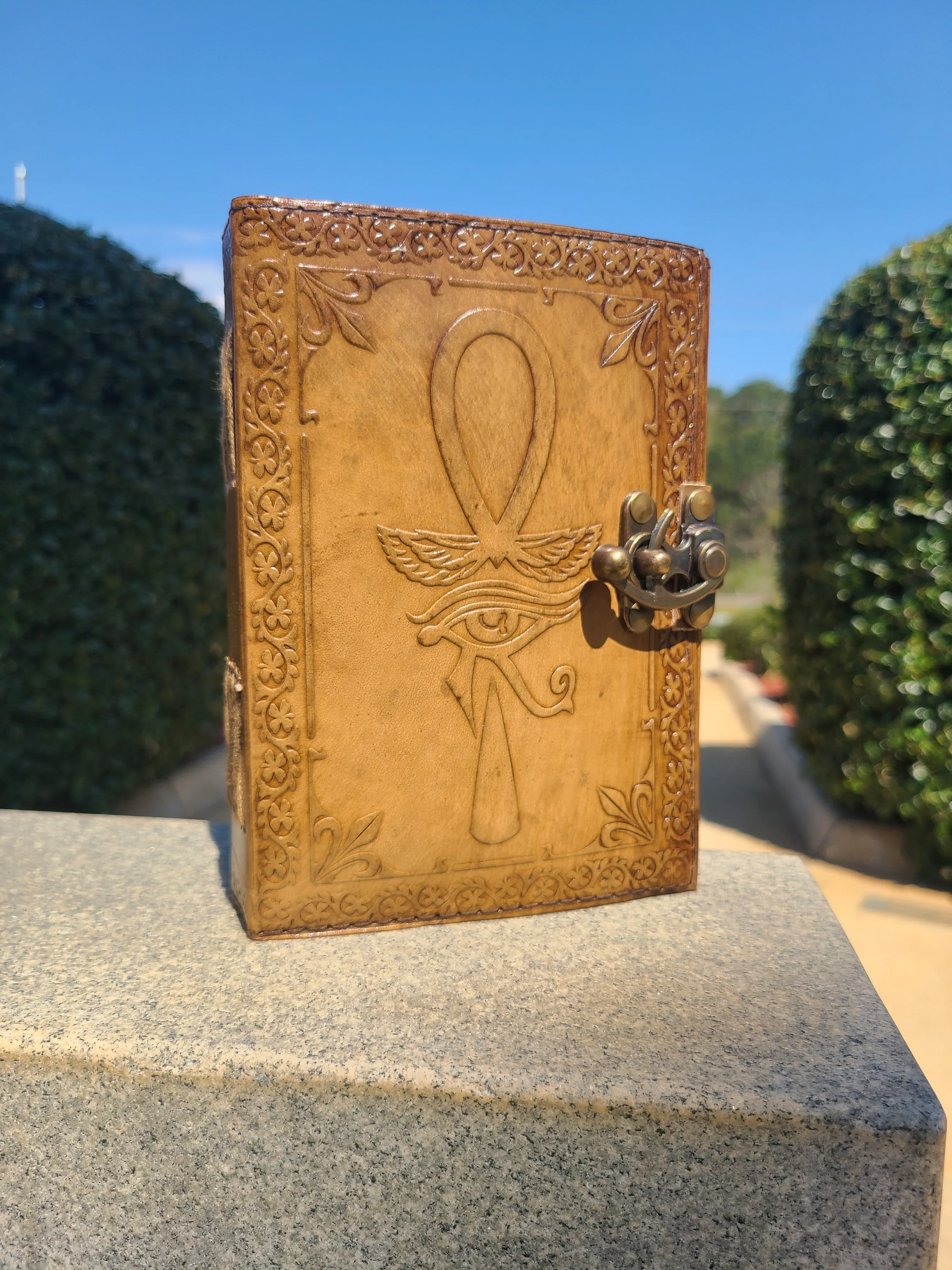 Turquoise Antique Leather Lock Journal