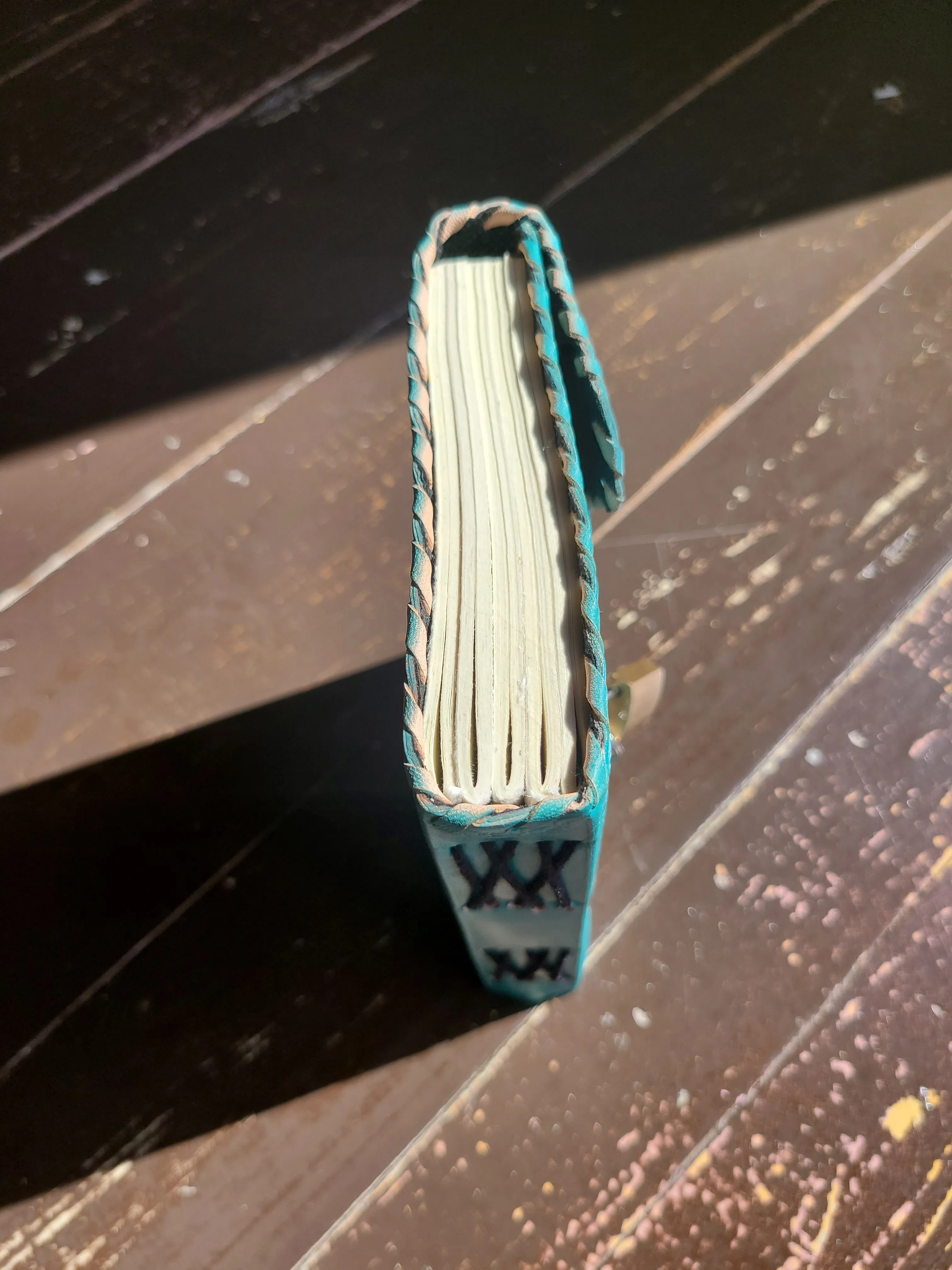 Turquoise Antique Leather Lock Journal