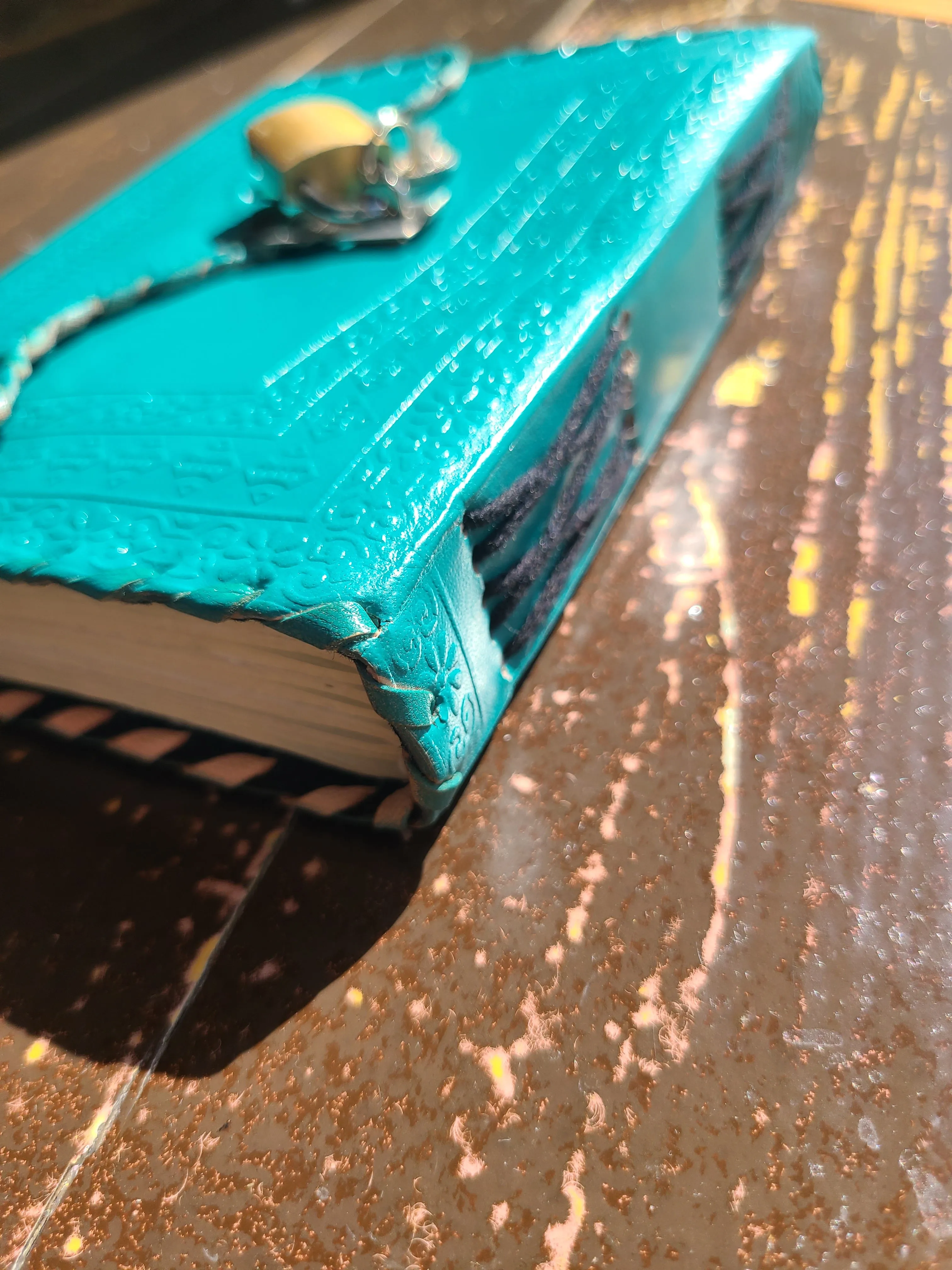 Turquoise Antique Leather Lock Journal