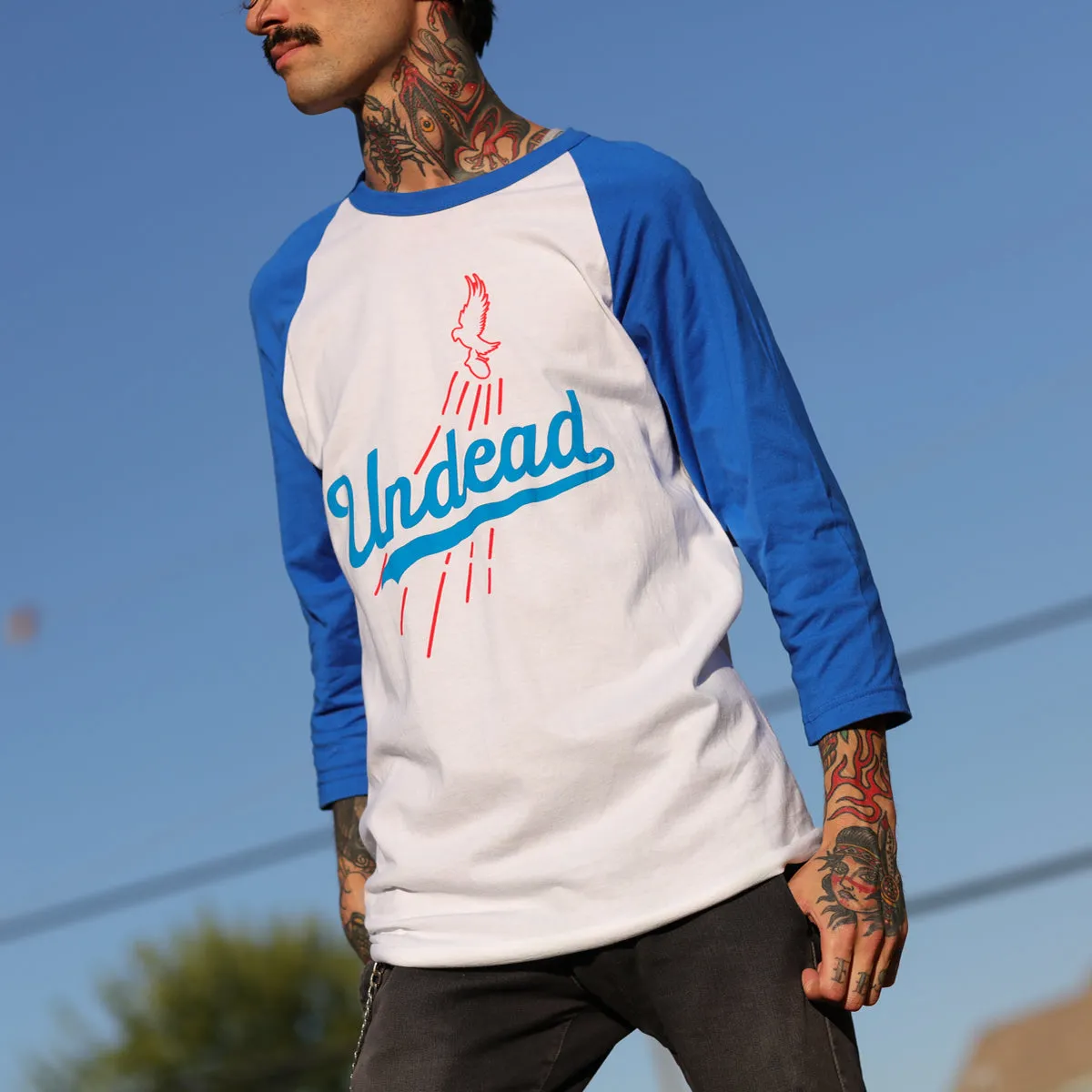 Undead Baseball Raglan (White/ Royal)