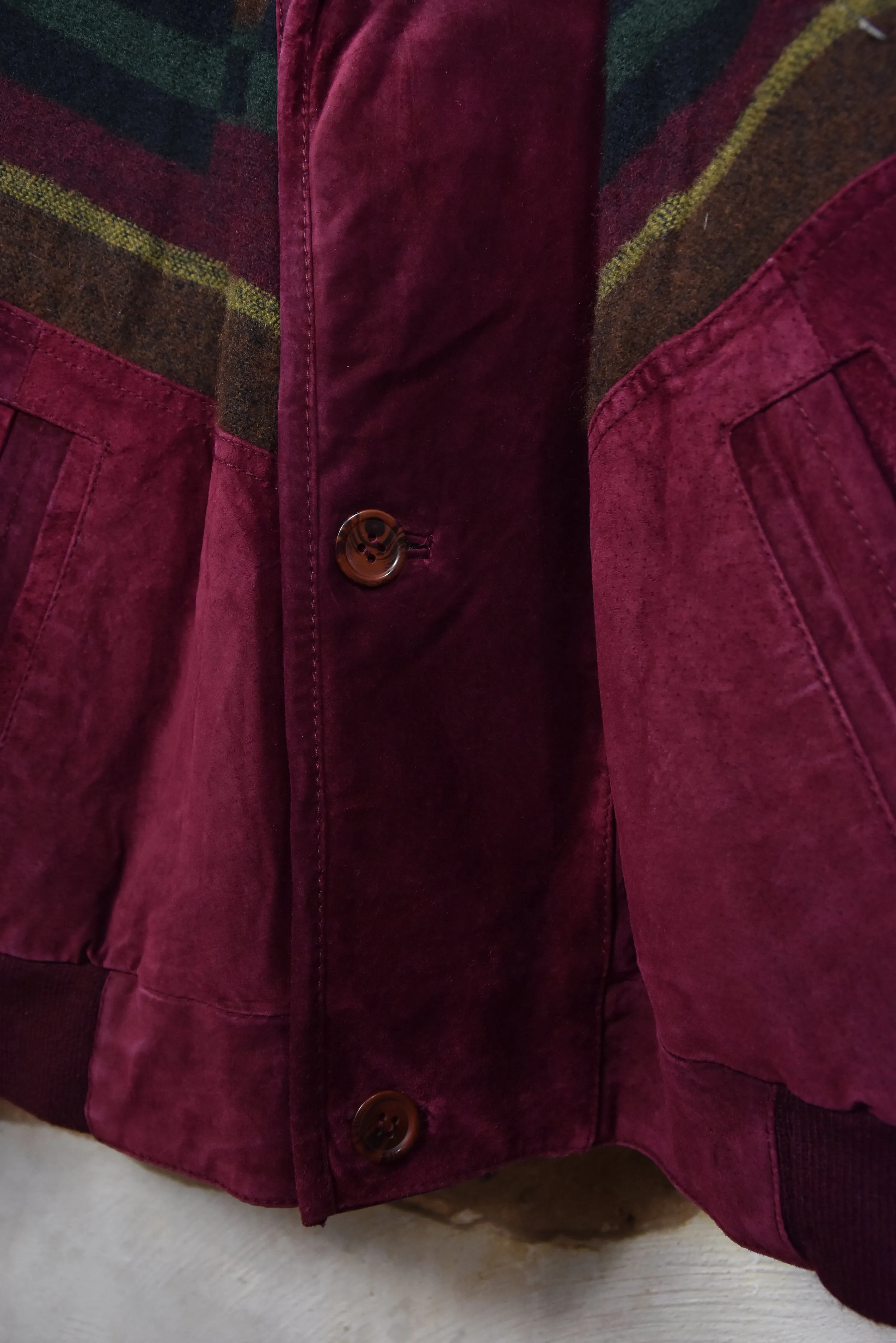 Velours Jacke mit gemustertem Einsatz, Gr. 46