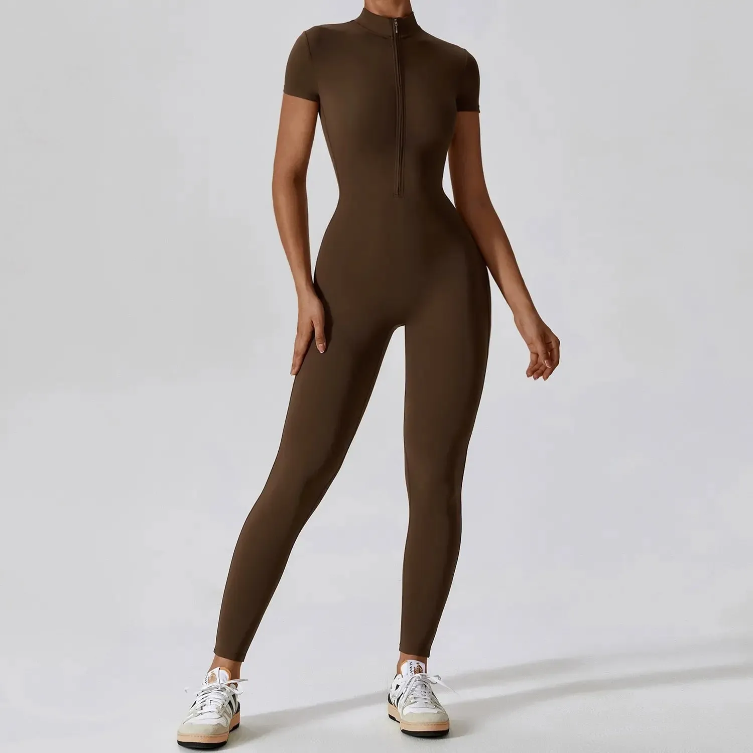 Women's Zipper Detail Yoga Bodysuit - Ultimate Comfort & Flexibility